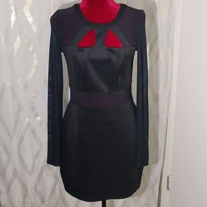 MATERIAL DRESSES, BLACK COLOR, SIZE L, TRANSPARENT SLEEVES, STRETCH